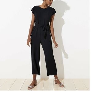 LOFT V-back Tie Waist Jumpsuit